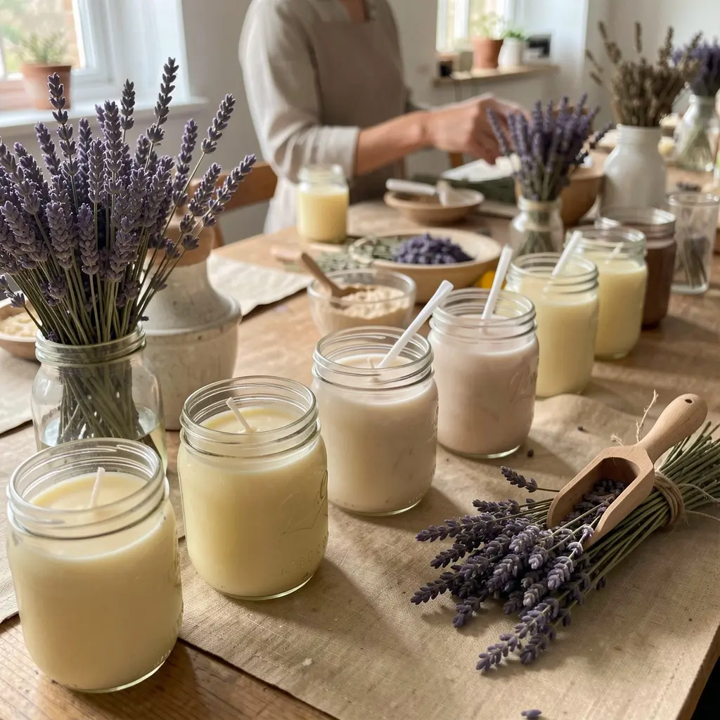 Soy candle making workshop with natural wax